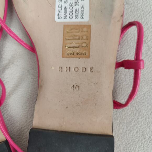 Rhode Santana Sandals Womens 40 10 Dark Pink Leather Strappy Lace‎ Up Flats - Picture 5 of 7